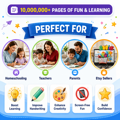 ZIVVA Learning™ Mega Kids Learning Bundle | Fun Printable Activities for Ages 2–8