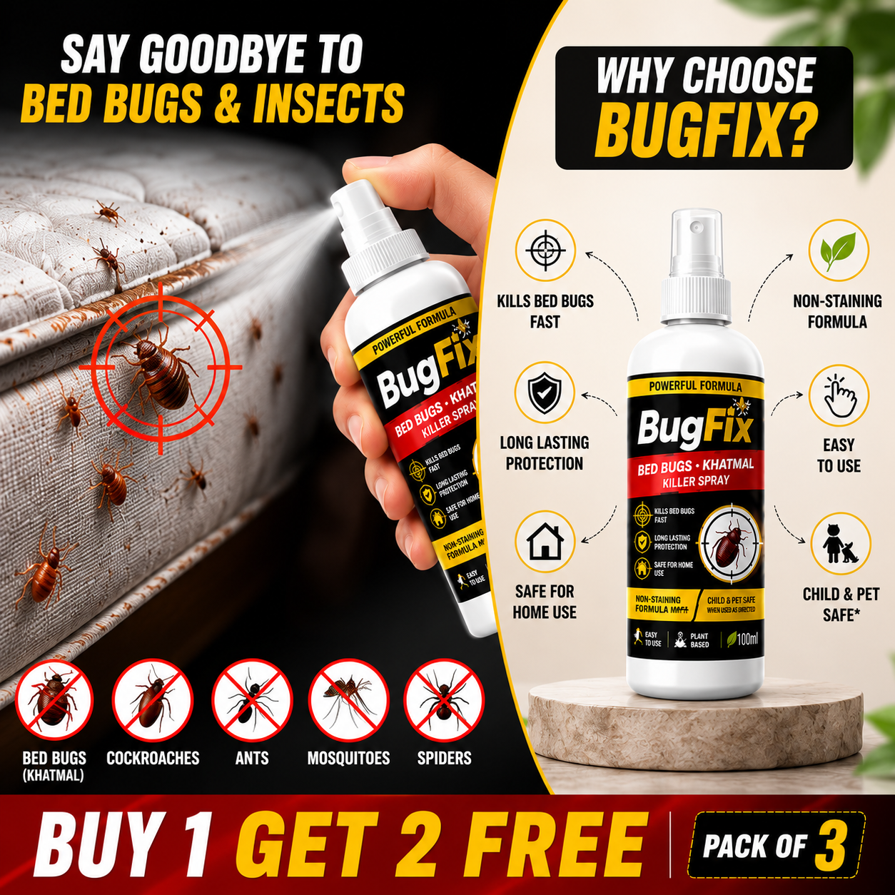 Bed Bug Killer Spray 100ml Buy 1 Get 2 Free